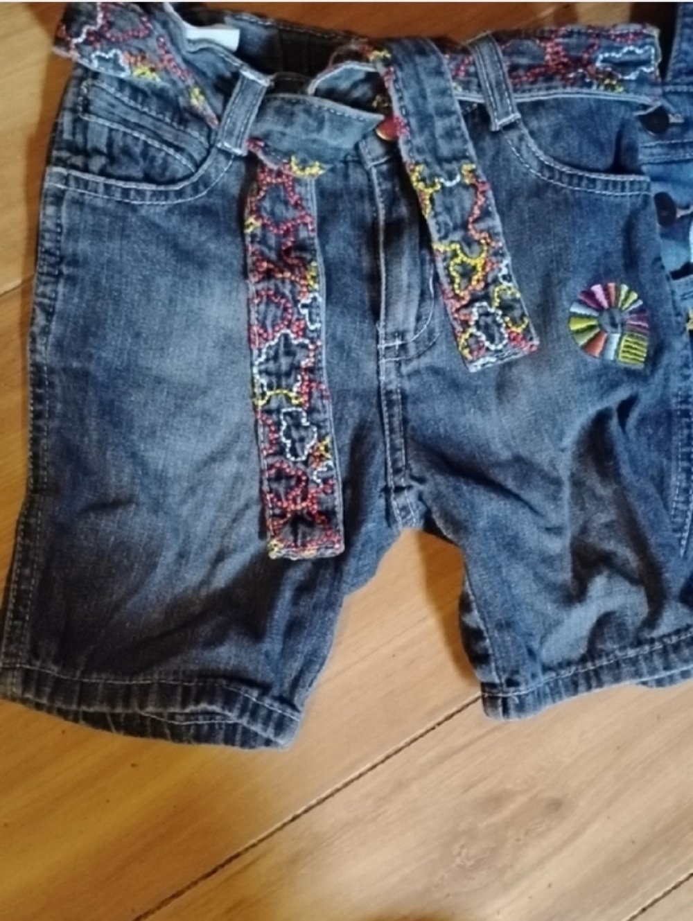 Alademiks Dark Gray Denim Shorts with Multicolor Embroidery